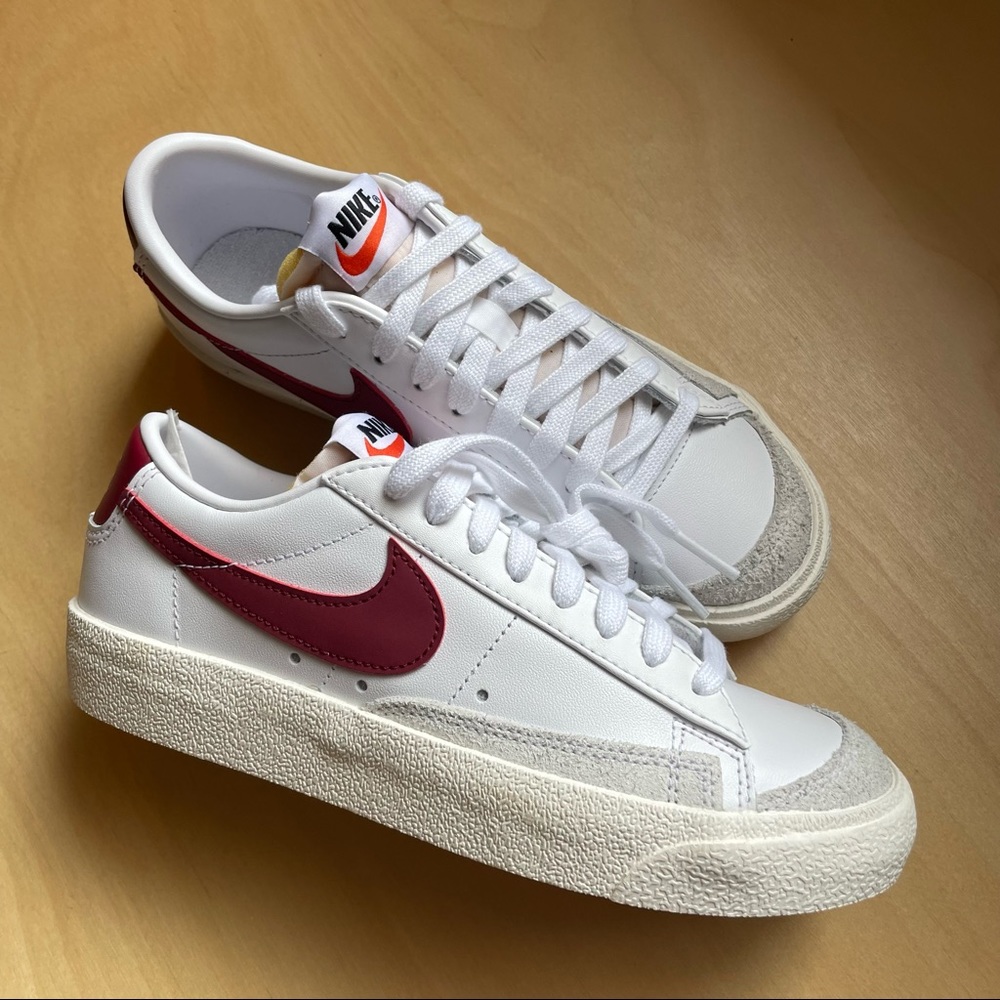 Nike Women's Blazer Low White and Burgundy Sneakers